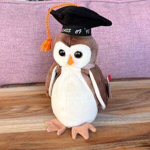 Vintage Ty Beanie Baby Wise the Owl Graduation 1997 With Tag
